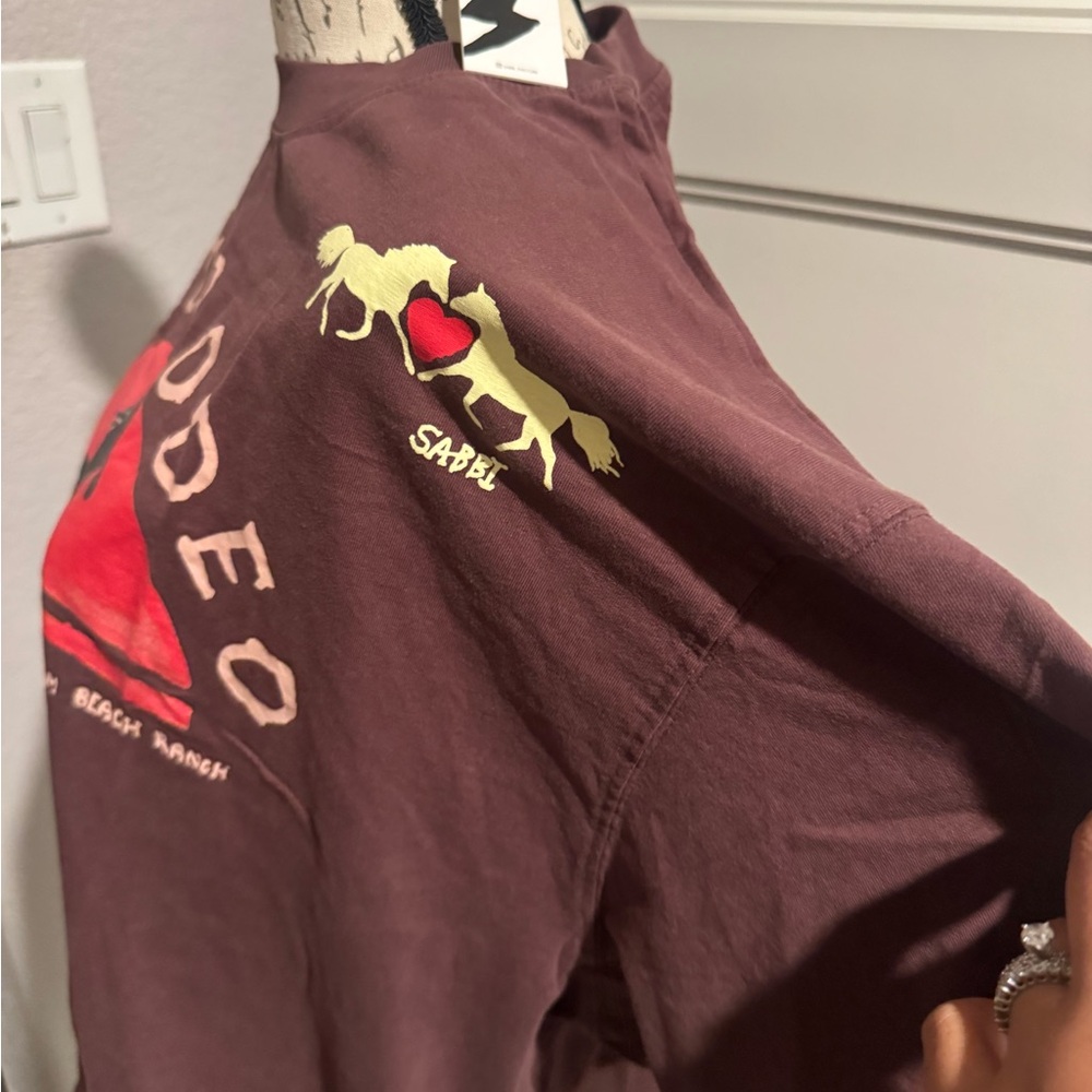 NEW SABBI Palm Beach Ranch Brown 'BBT Rodeo' Graphic woman’s Shirt - Picture 7 of 9